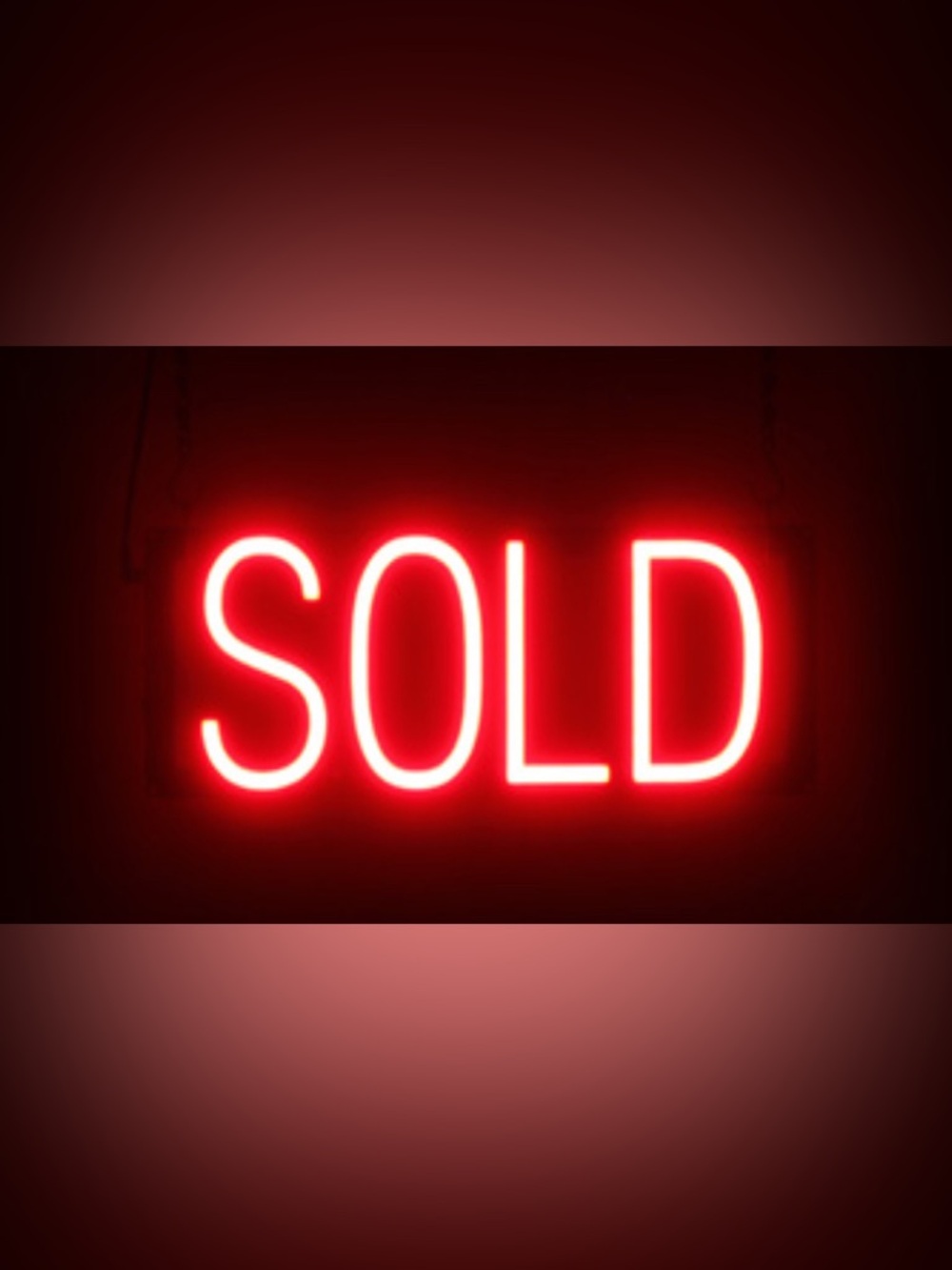 Neon "SOLD" Sign - Bright Red Neon Lettering